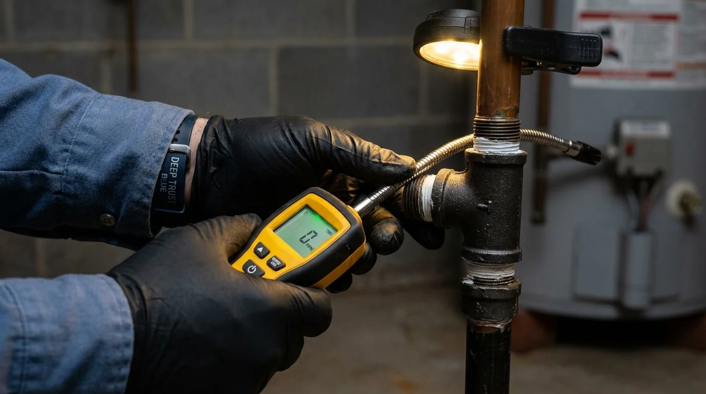 Gas leak detection with electronic sniffer by Johns Plumbing LLC in Bridport