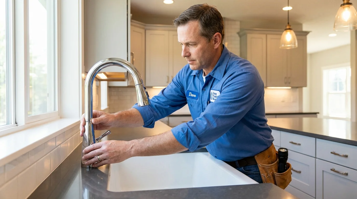Kitchen faucet installation by Johns Plumbing LLC in Bridport