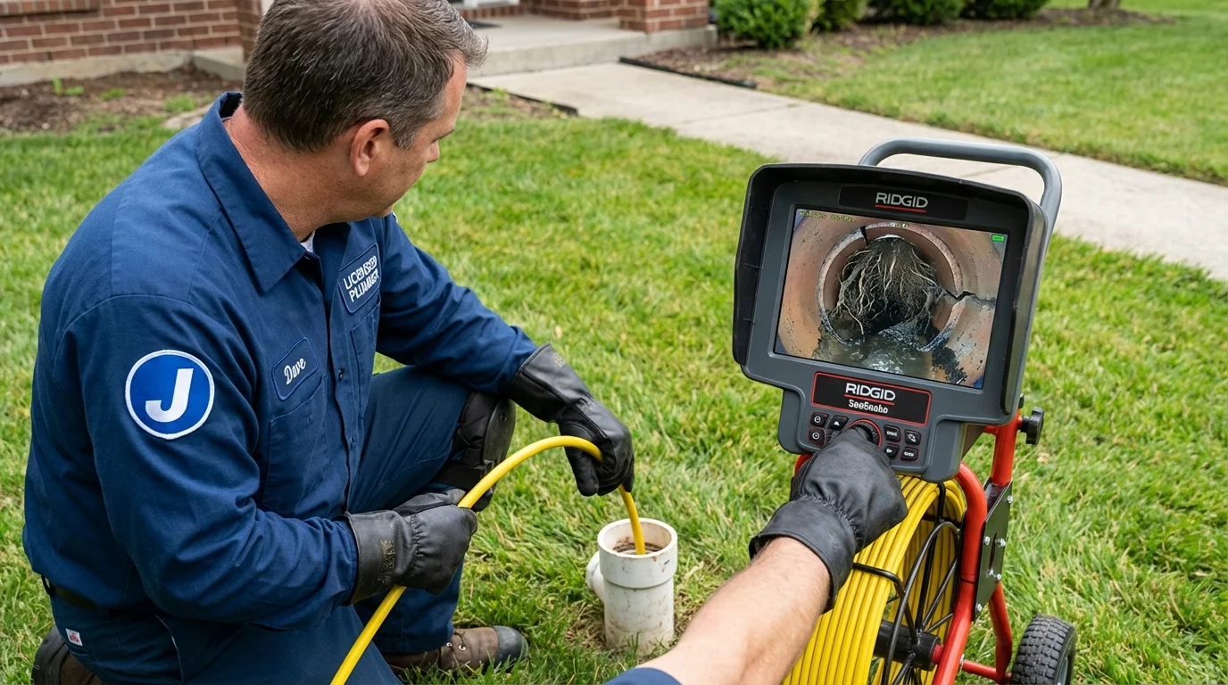 Sewer camera inspection being performed by Johns Plumbing LLC in Bridport